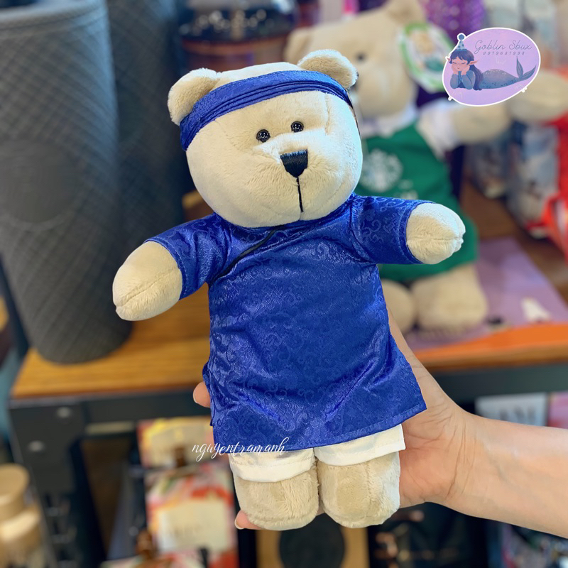 Starbucks - 【ベトナム限定】スターバックス ベア アオザイ ぬいぐるみ 2体セット 新品 スターバックス ベアリスタベア ぬいぐるみ ベトナム限定青色