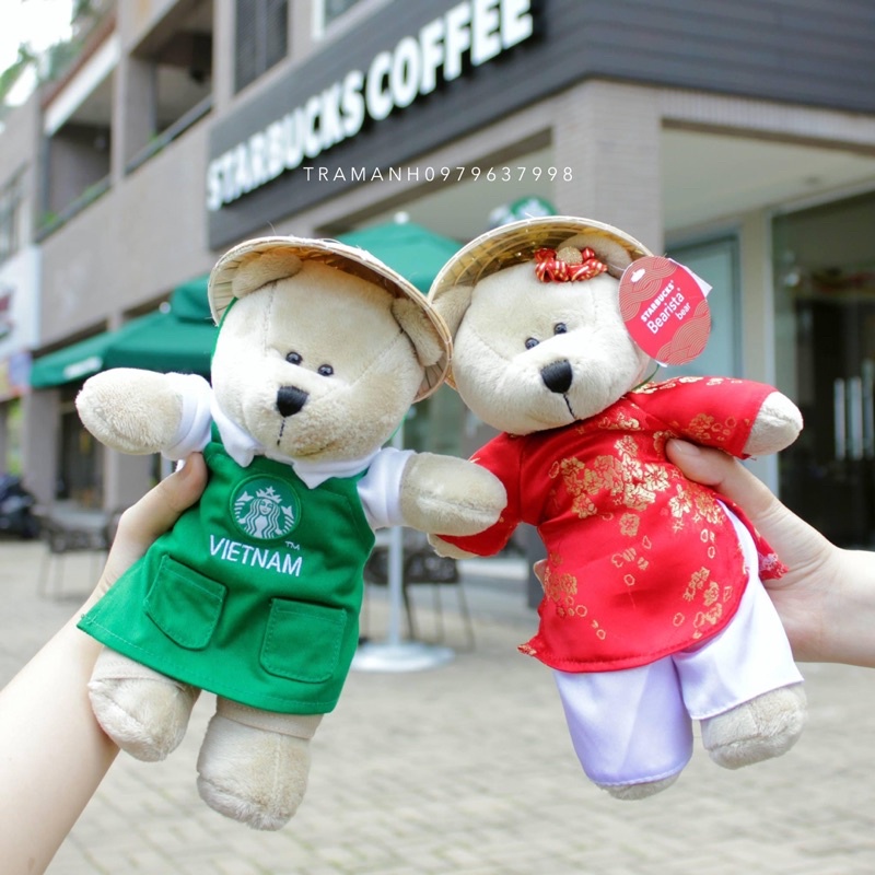 Starbucks - 【ベトナム限定】スターバックス ベア アオザイ ぬいぐるみ 2体セット 新品 Starbucks Coffee - ベトナム スターバックス 限定テディベア