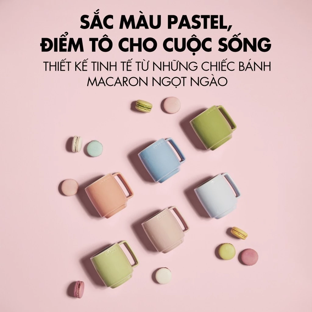 STAUB (ストウブ) マカロンカラー セラミック ラテ&エスプレッソカップ 6個セット (100ml/350ml)