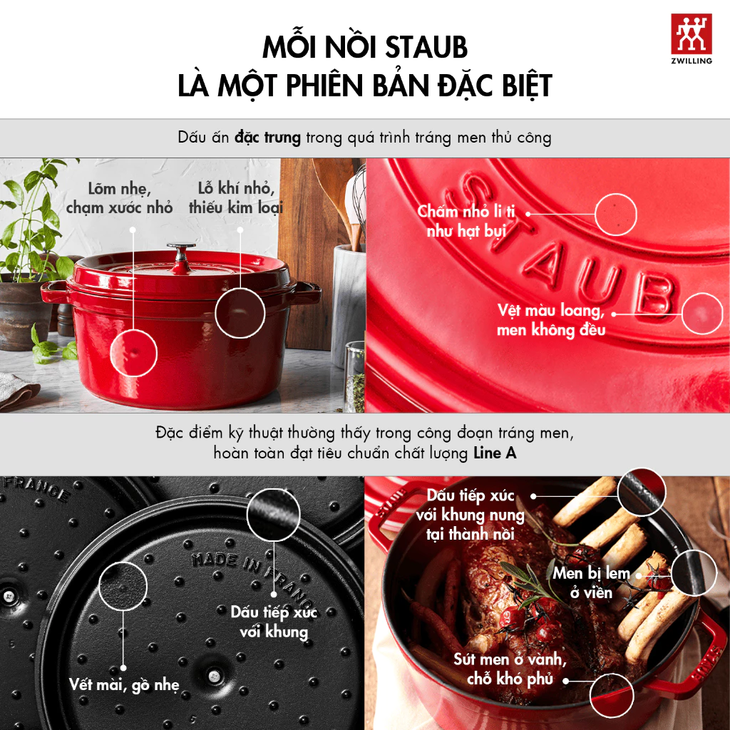 ストウブ ホーロー鋳物鍋 ピコ・ココット ラウンド チェリーレッド (20/22/24/26cm) フランス製 Staub La Cocotte