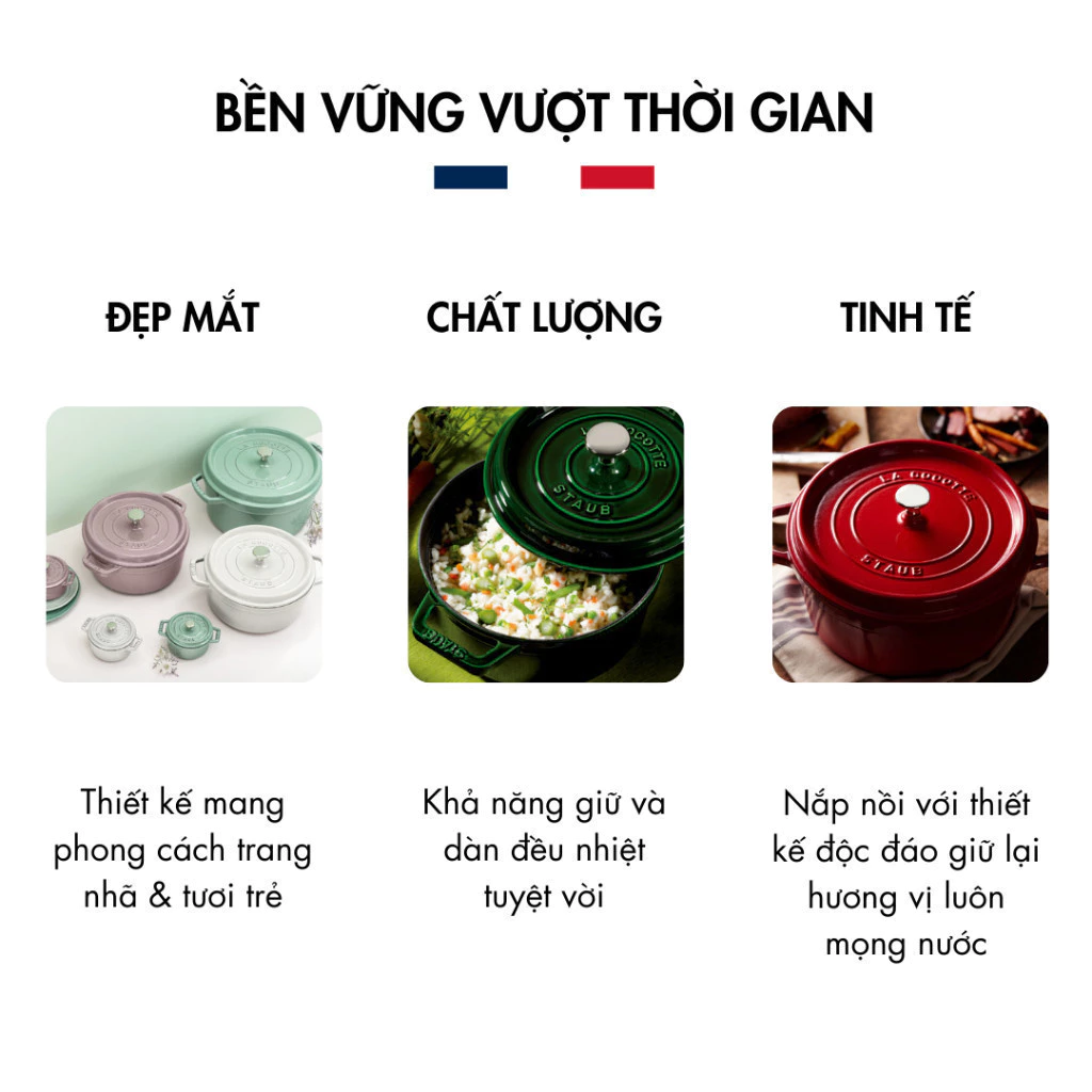 STAUB ストウブ ラ・ココット バジルグリーン 鋳物ホーロー鍋 ラウンド