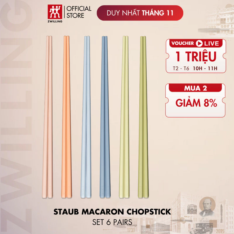 STAUB マカロン 高級箸 6膳セット - エレガントデザイン、高耐久性