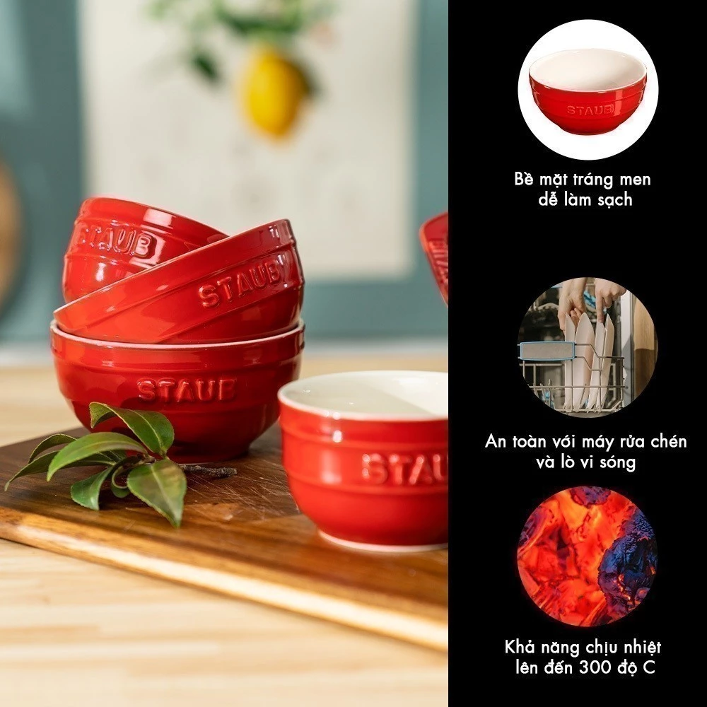 ストウブ セラミックボウル 17cm (チェリーレッド/バジルグリーン) - 高級食器