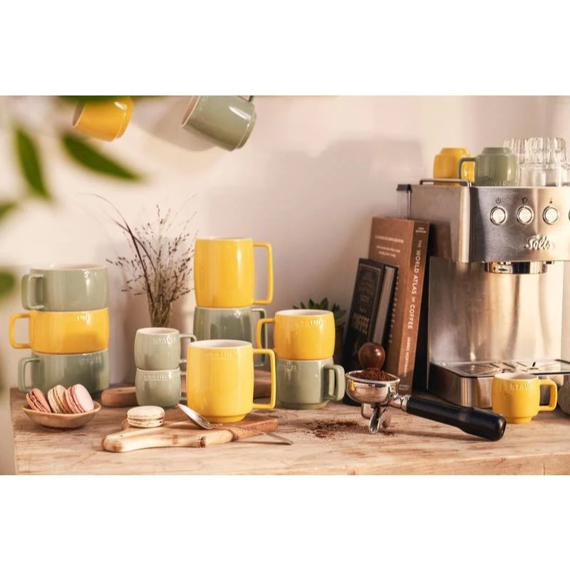 ストウブ (STAUB) プレミアムセラミックマグカップ シトロン/ユーカリカラー - エスプレッソ/カプチーノ/ラテ/朝食用に