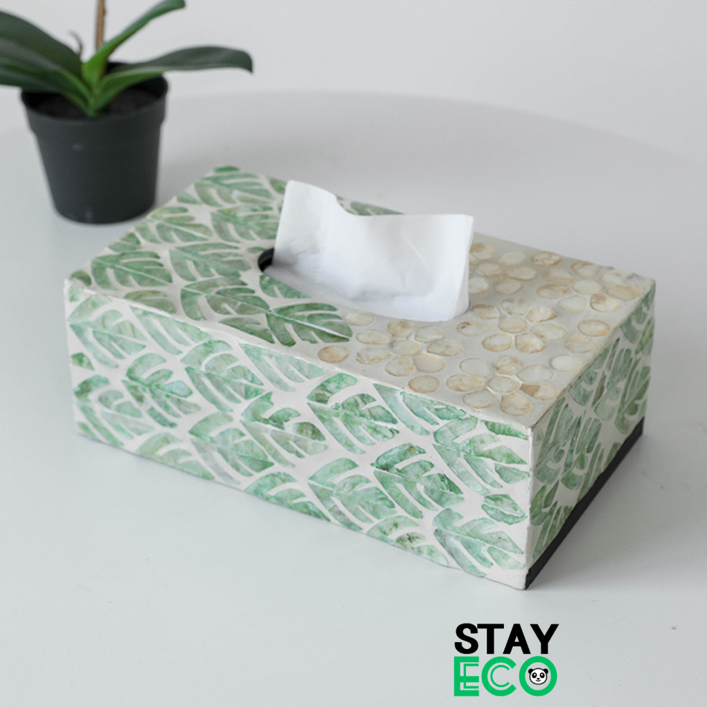 パール象嵌のティッシュボックス 高級品 長方形 STAY ECO