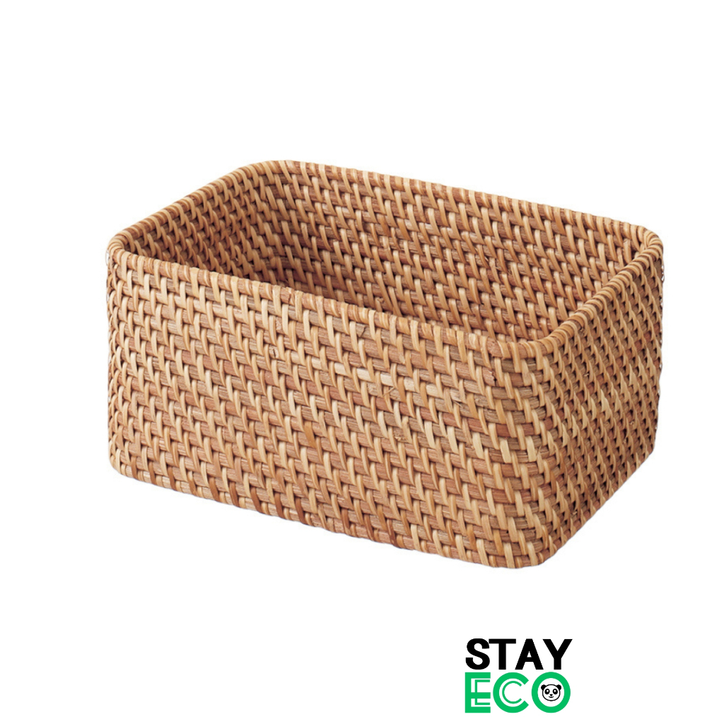 多目的収納バスケット 手編み 竹籐製 環境に優しい STAY ECO