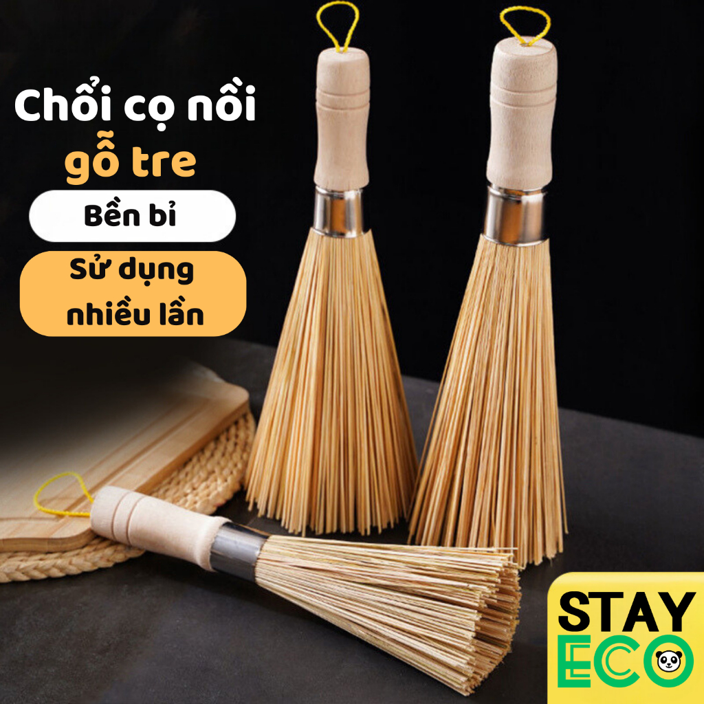 鍋用竹ブラシ 木柄付き 天然で環境に優しい STAY ECO