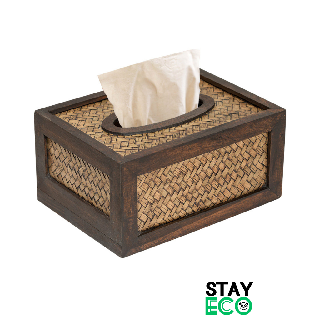 編みバスケットティッシュボックス 木製 装飾用 衛生的 STAY ECO