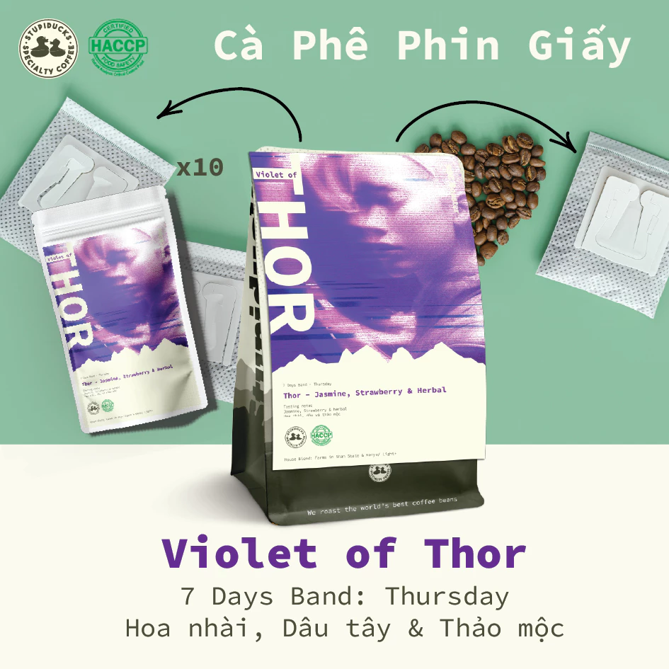 Stupiducks スペシャルティコーヒードリップバッグ 10袋 - バイオレット・オブ・トール（木曜日）ジャスミン＆ストロベリー