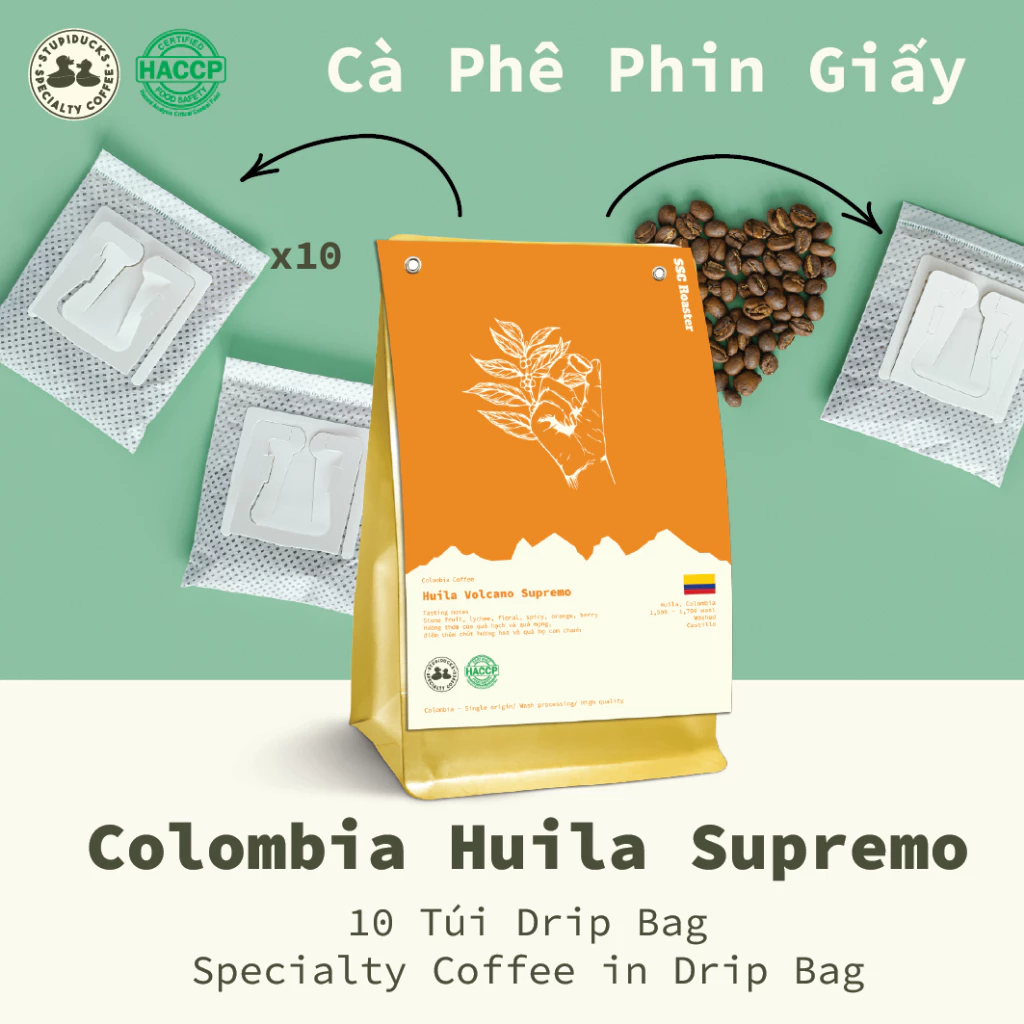 【Stupiducks】コロンビア ウィラ 火山 スプレモ ドリップバッグ 10袋入 (SC 17/18 ウォッシュド)