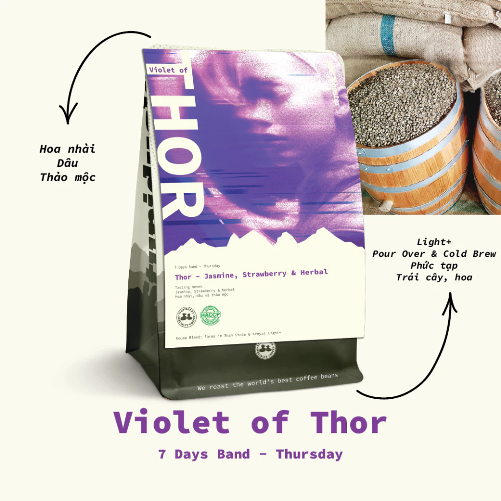 Stupiducks スペシャルティコーヒー 7デイズバンド 木曜日「Violet of Thor」ジャスミン＆ストロベリー エスプレッソ用挽き豆 500g