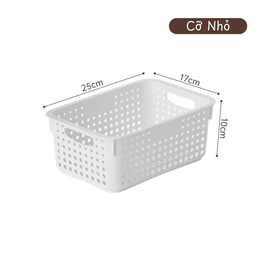 スタイリッシュ多機能プラスチック収納バスケット 小サイズ 取っ手付き - 食品、乾物、キッチン、冷蔵庫、寝室に