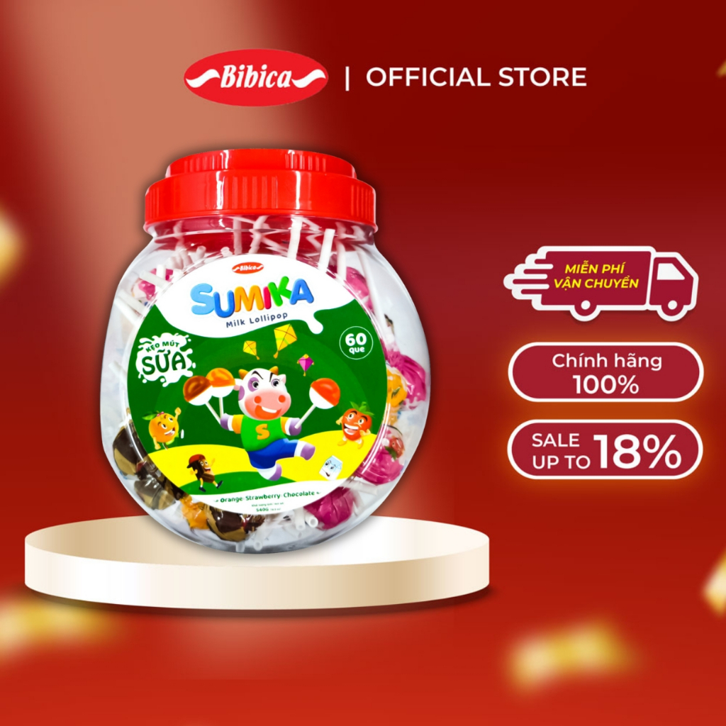 スミカ ロリポップ ジャー 540g (6.48g) ミックスコーヒーミルク味 - ストロベリーミルク - ビビカオレンジミルク