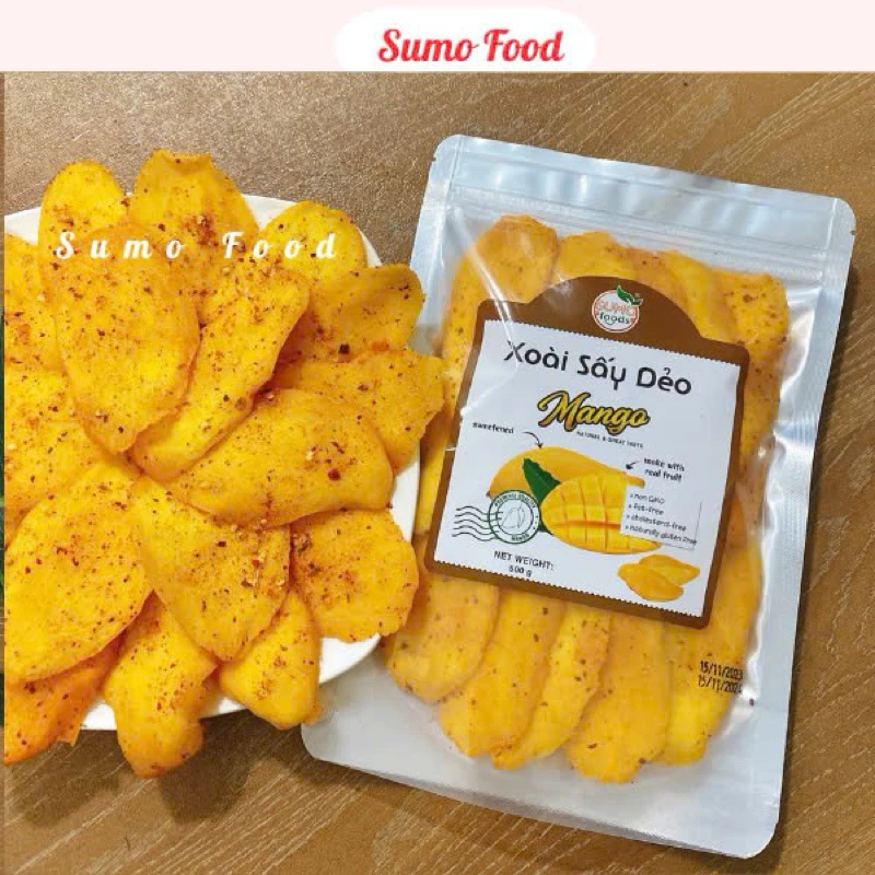 SUMO FOOD 特製 塩唐辛子風味 柔らかマンゴーチップス 丸ごと一枚 500g - 絶妙な甘酸っぱさ＆ピリ辛、繊維質ゼロ