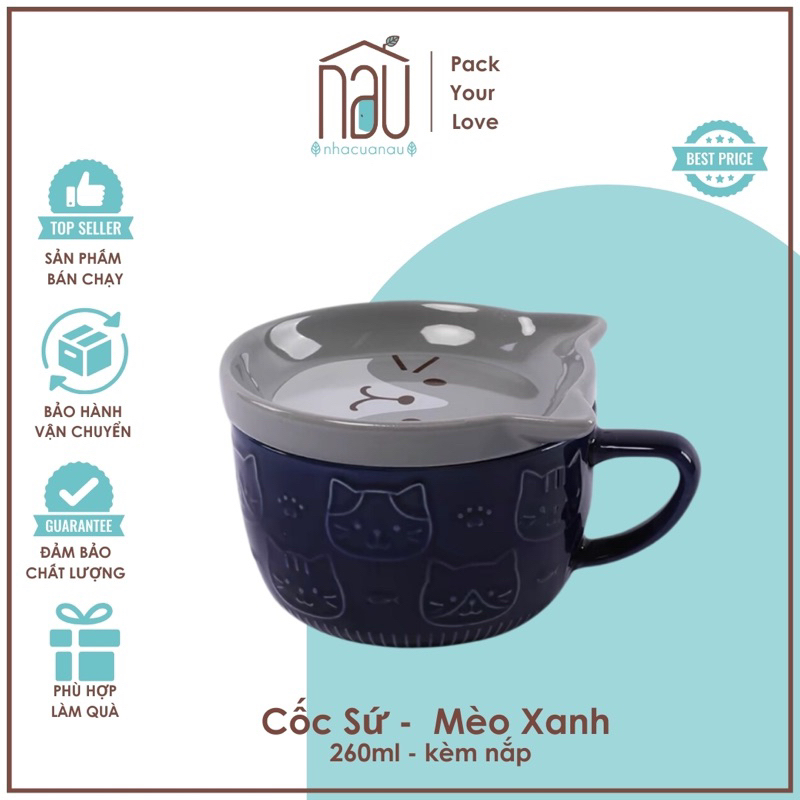 非常にかわいいHAPINSセラミックカップは、柴犬とパンダの形をしたギフトとしてオフィスのドリンクカップとして使用されます、容量260ml - ブルーキャット