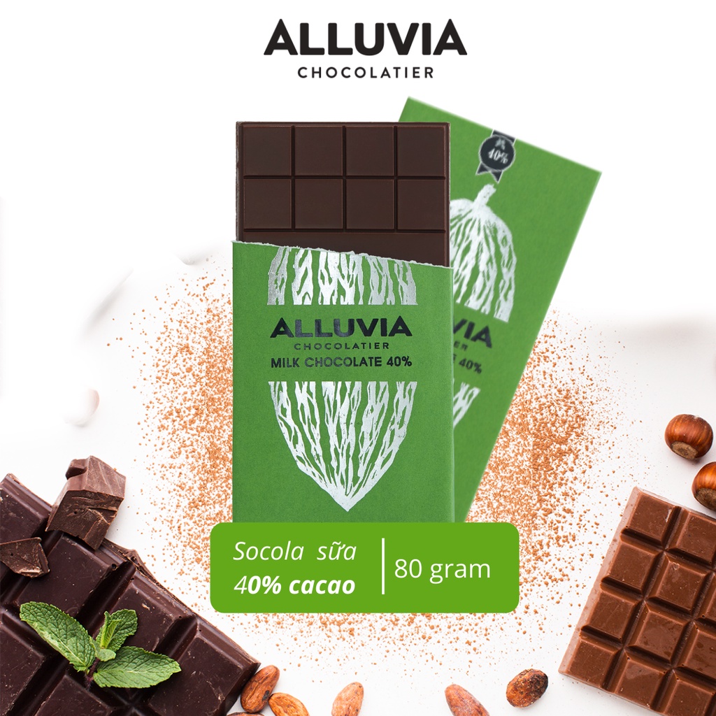 ピュアミルクチョコレート 40%カカオ 80g Alluvia Chocolate