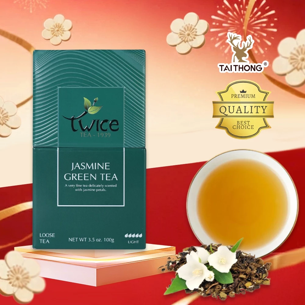 タイトン トワイス プレミアム ジャスミン緑茶 100g 缶入り