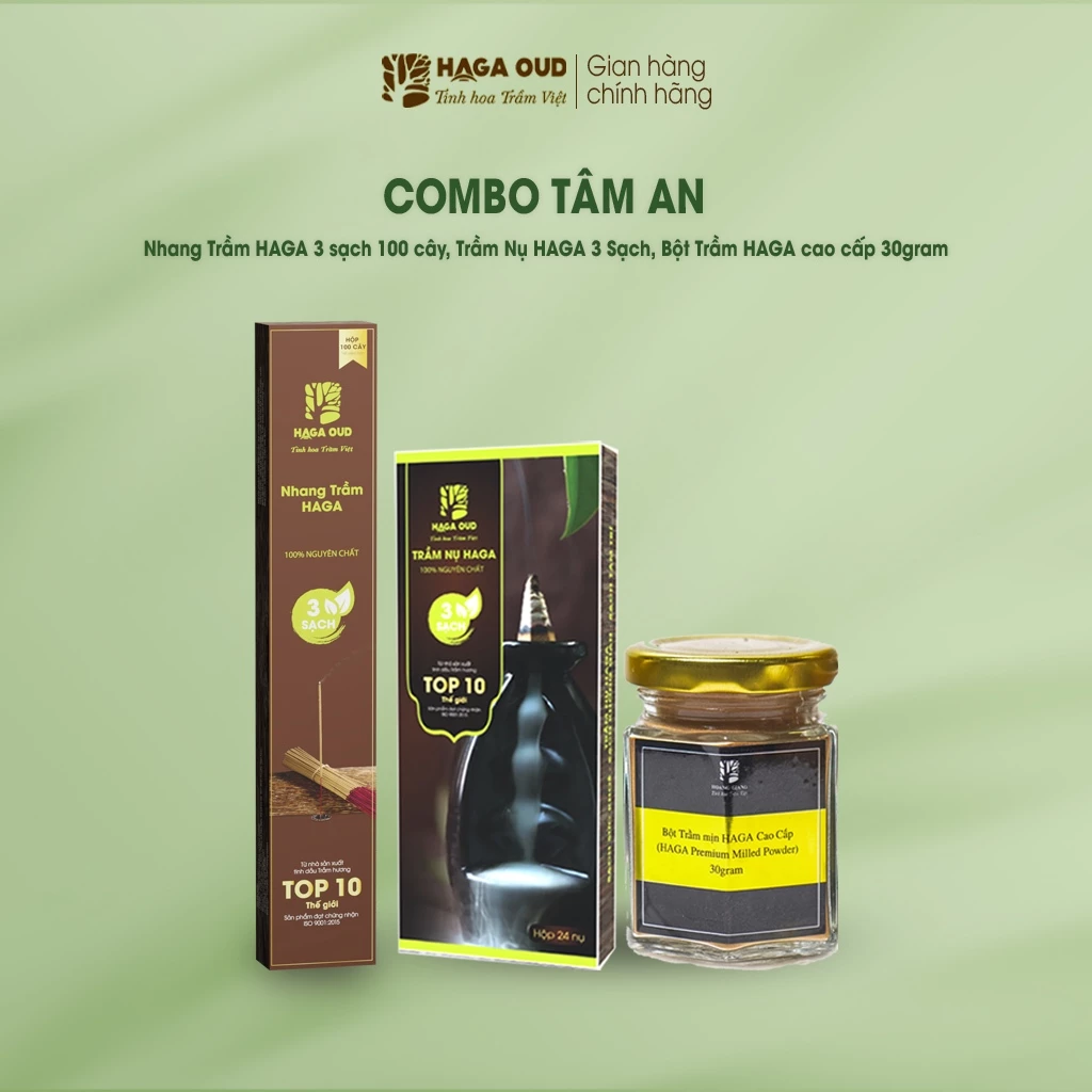 「HAGA 3クリーン」沈香線香100本、沈香コーン、高級沈香パウダー30g入り「タムアンコンボ」
