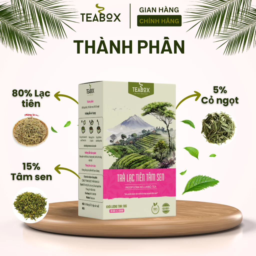 「TEABOX」パッションフラワー＆蓮の心安眠茶<br>鎮静・血圧安定サポート 3g×30ティーバッグ