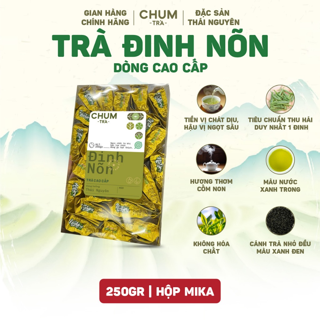 Trà Đinh Nõn Cao Cấp Thái Nguyên - Premium Green Tea - Fragrant Young Rice Aroma - 250g Plastic Box