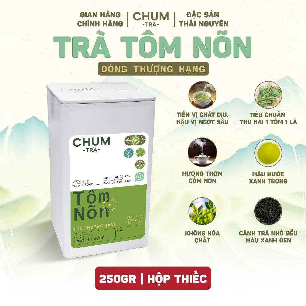 Thái Nguyên Premium Tea – Green Tea – Sweet Rice Aroma, Deep Aftertaste – Tin Box 250g