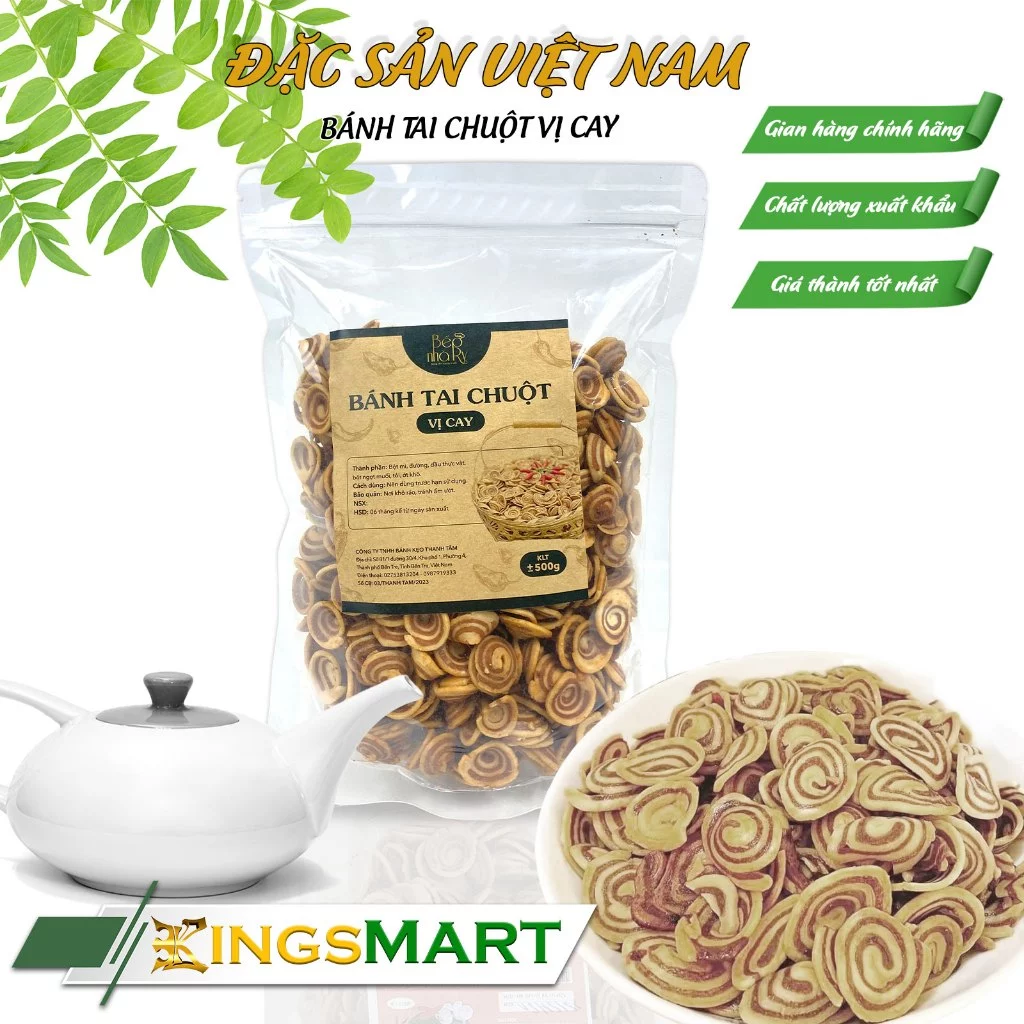 タインタム製菓特製！ココナッツミルクと牛乳風味のピリ辛ねずみ耳ビスケット – メコンデルタの逸品 500g