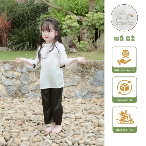 Thiên Di D36 仏教寺院女児用シルク制服 結び紐襟 9-15kg 法衣 THIÊN DI
