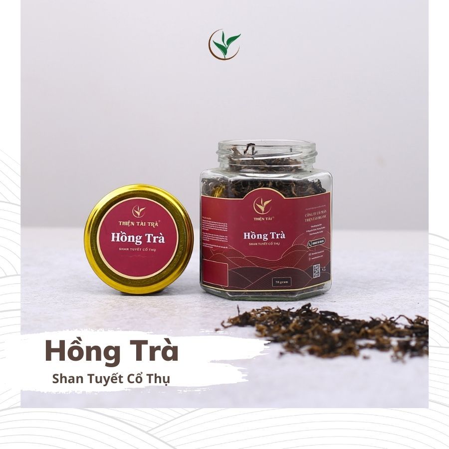 Thiện Tài 茶 Shan Tuyết プレミアム 古木 紅茶 ギフトセット ガラス瓶 70g