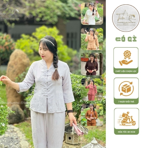 Thiendi ラハン レディースチュニック 伝統ワンピース S-XL パープル 法服天地