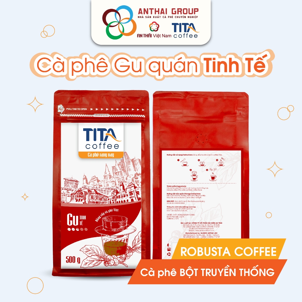 タイタコーヒー ベトナム伝統 挽き粉コーヒー 濃厚深煎り 250g Tita