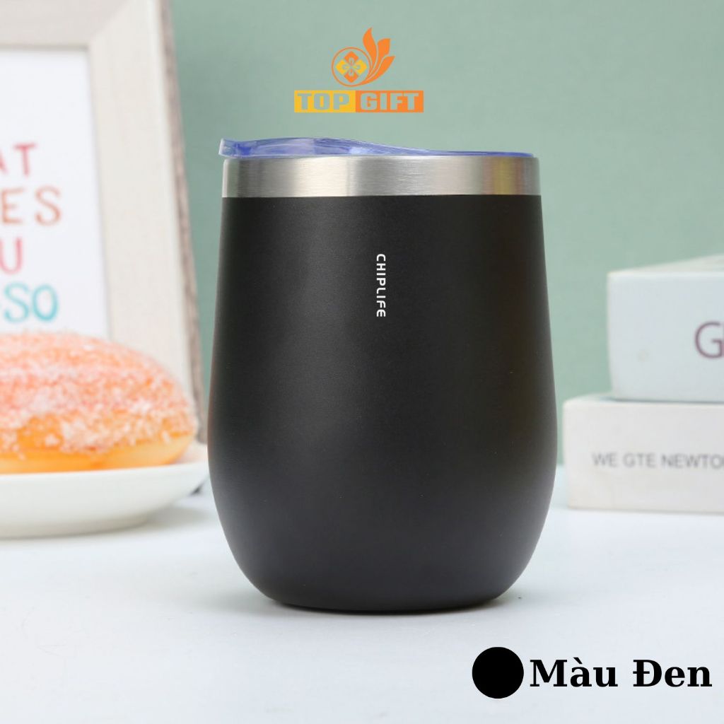 Topgifts C360 サーモカップ、容量 360 ml、キュートで若々しい、ご要望に応じて名前を刻印 - ブラック