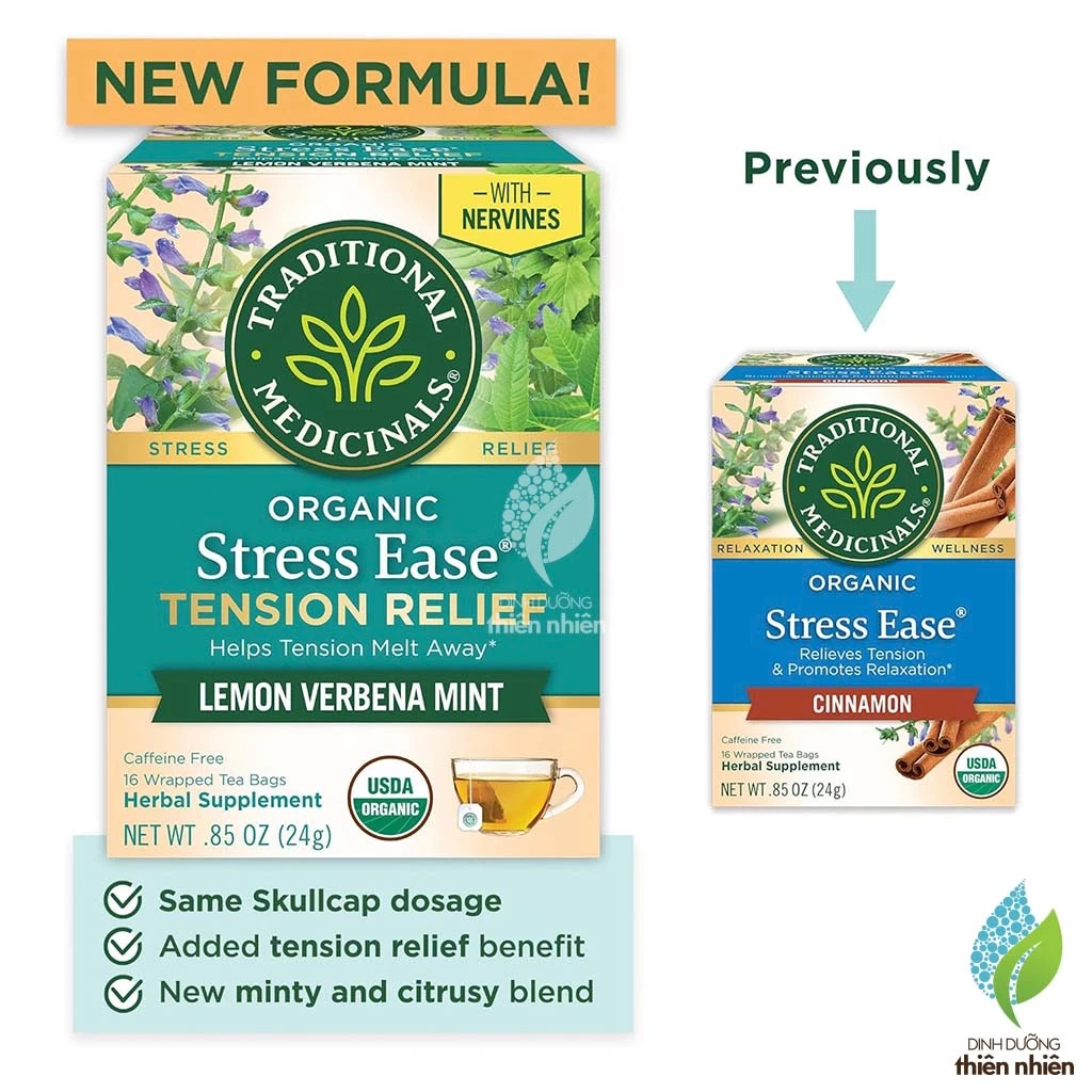 Traditional Medicinals オーガニック ストレス緩和ティー (スカルキャップ、スペアミント、レモンリーフ配合)