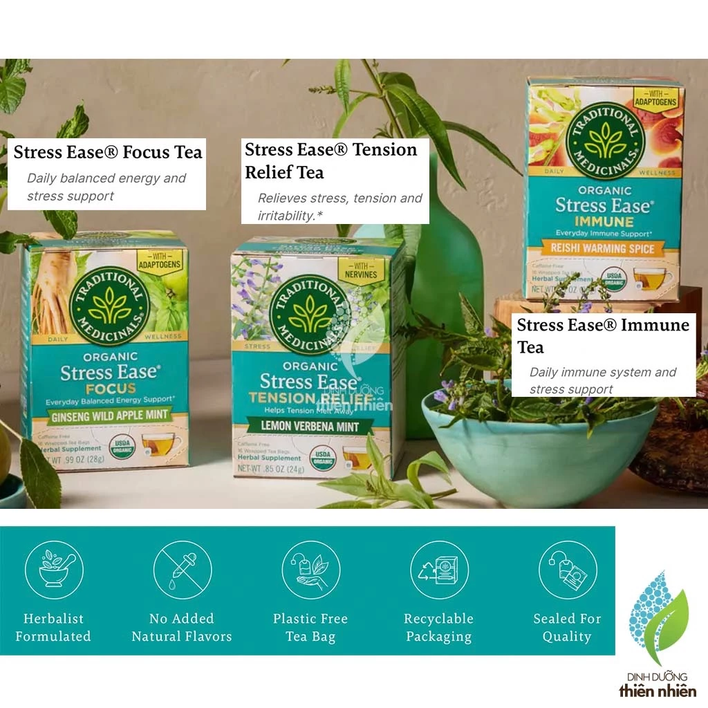 Traditional Medicinals オーガニック ストレス緩和ティー (スカルキャップ、スペアミント、レモンリーフ配合)