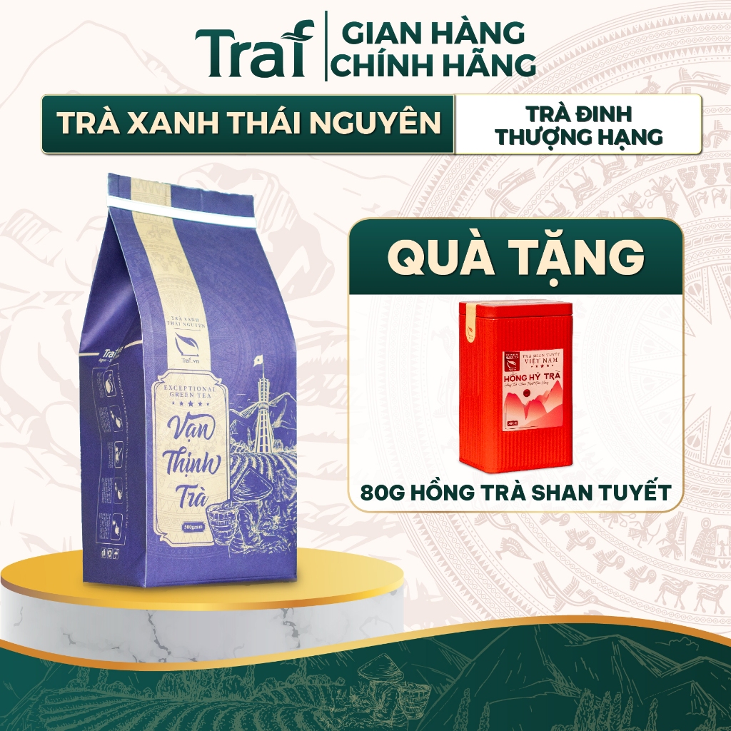高級茶 TRAFセレクション 茶葉 若葉の香り 緑茶風味 500g Vạn Thịnh Trà