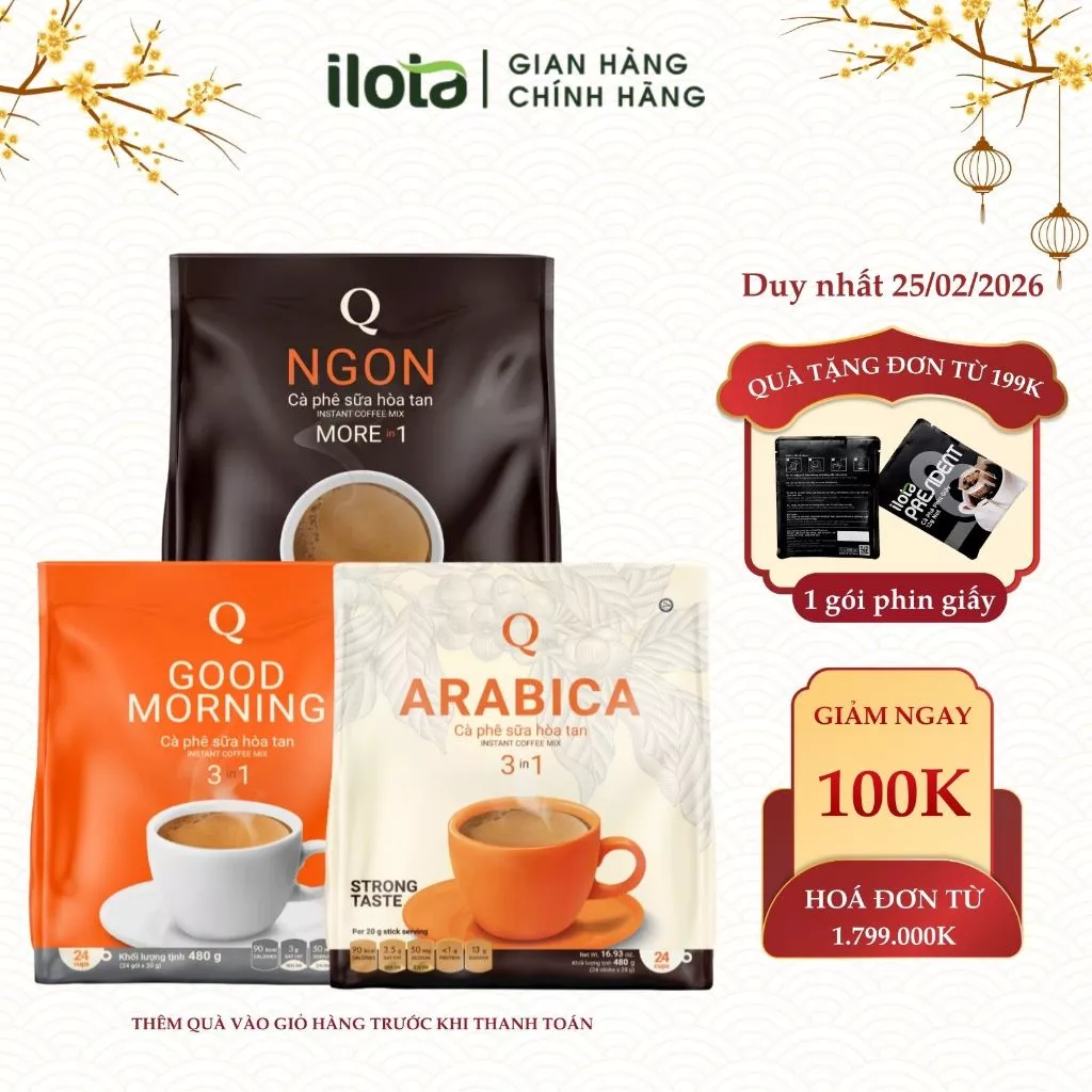 トラン・クアン インスタントミルクコーヒー3種アソート（アラビカ、Ngon、Goodmorning）20g x 24袋