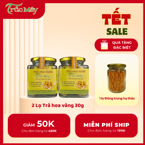 Truc May Hoa Vang Tea Box Pure Natural Glass Box Combo 2 Packs 30g + Gift