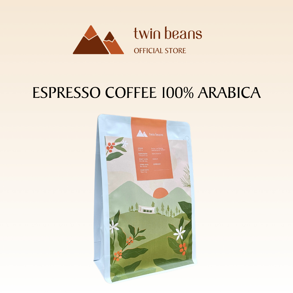 TWIN BEANS COFFEE ダラット エスプレッソ 100% 純粋なアラビカ種を使用した焙煎コーヒー 中煎り、細かく挽いたコーヒー