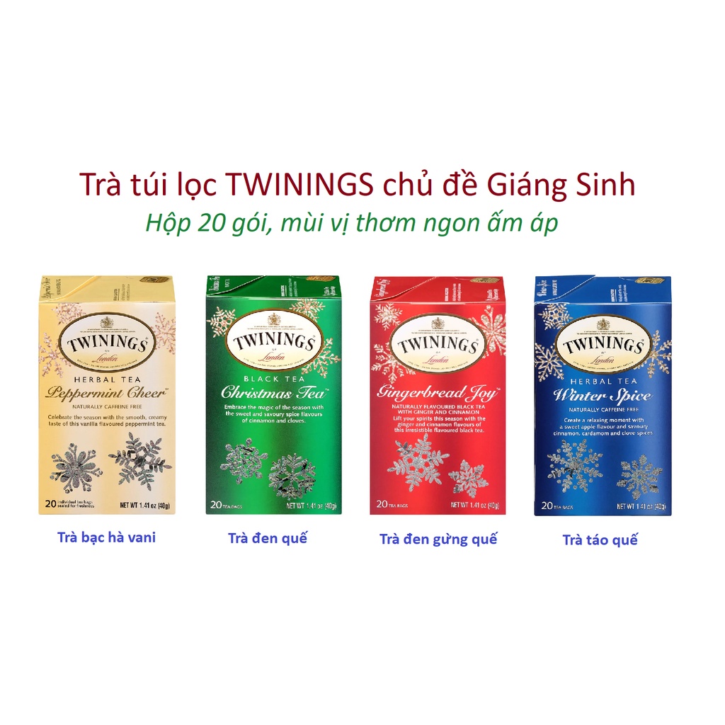 ティー クリスマスシーズン シナモンジンジャー、アップルシナモン、バニラミント ティーバッグ TWININGS