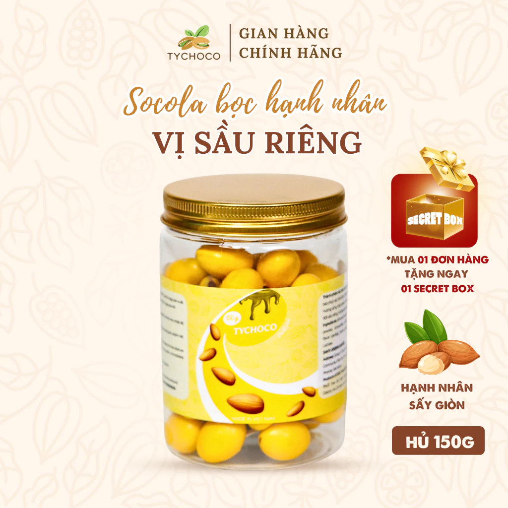 TYCHOCO ドリアンアーモンドチョコレート | サクサク食感、濃厚プレミアムチョコ