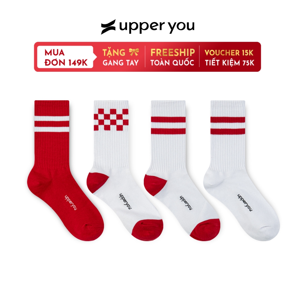 UPPER YOU コットン自然ストライプファッションソフトソックスBSF4002