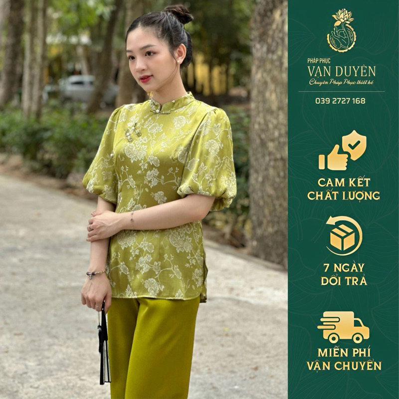 ヴァンズエン 伝統衣装 法衣 上海シルク製半袖 S-XXL VAN DUYEN