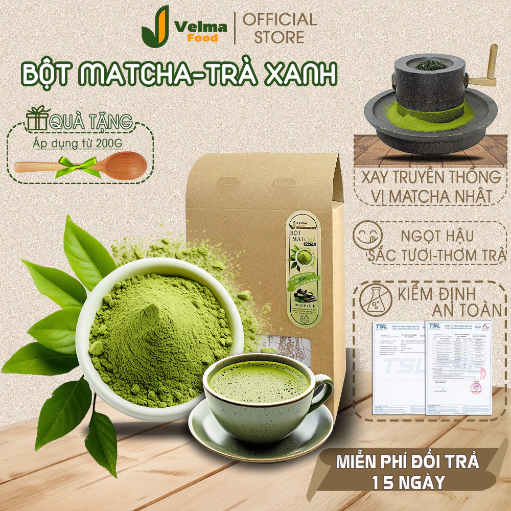 ベルマフード 高品質抹茶パウダー (コールドドライ製法) | 安全検査済みジップ袋入り緑茶粉末