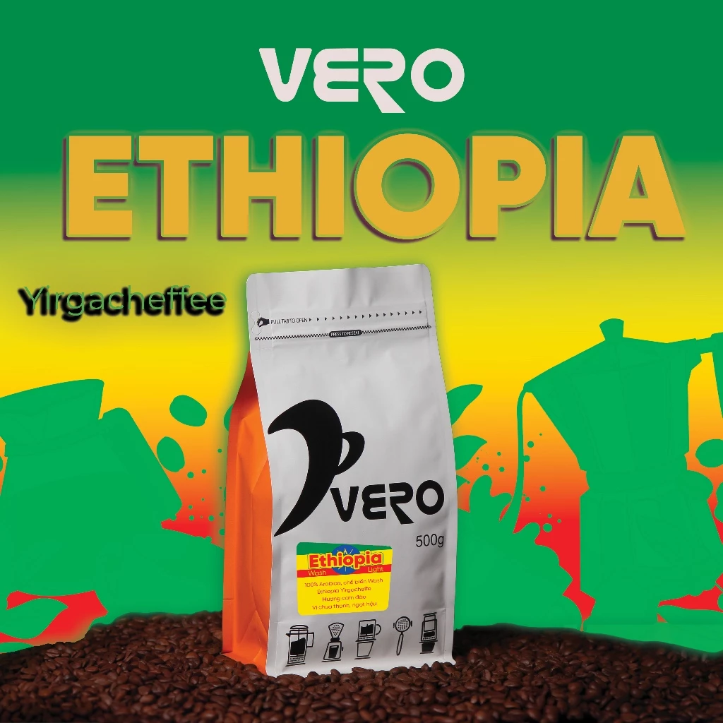 Vero エチオピア イルガチェフェ 浅煎りホールビーンコーヒー (500g) ウォッシュド