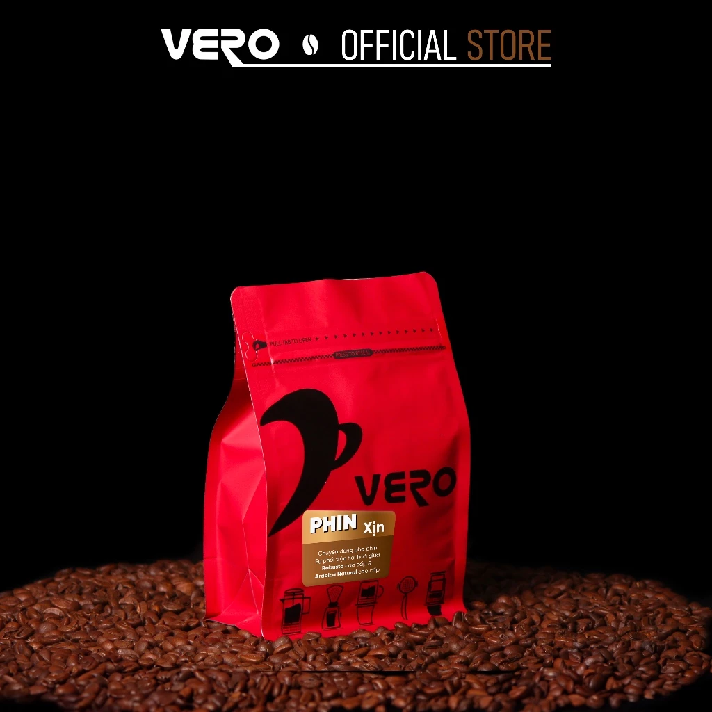 ベトナム伝統 Vero Phin「本物」プレミアム焙煎コーヒー豆 250g (挽きたて香るホールビーン)