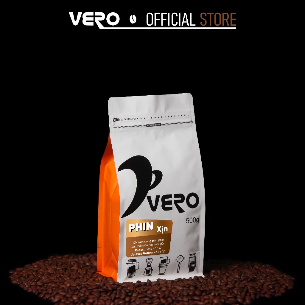 ヴェロフィン「本物」ベトナム伝統コーヒー豆 500g (挽きたて用)