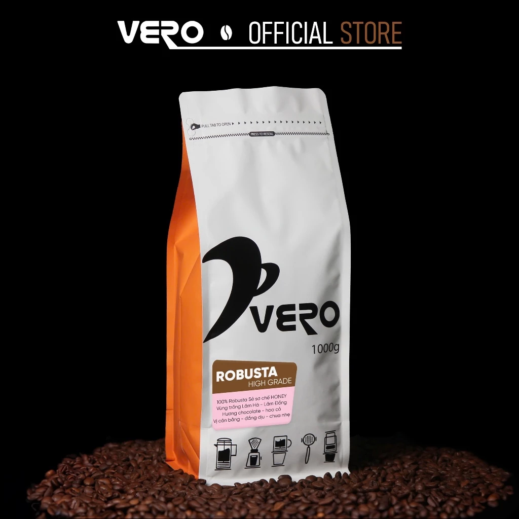 Vero ロブスタ ハイグレード 焙煎コーヒー豆 1000g（ホールビーンズ）