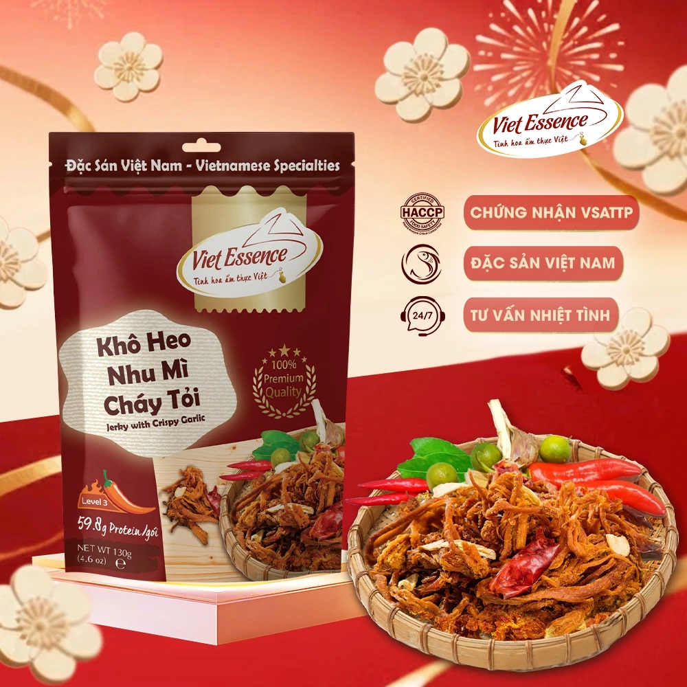 ベトナム産ピリ辛ガーリック豚肉ジャーキー「Khô Heo Cháy Tỏi」Viet Essence 130g | TAITHONG BAKERY