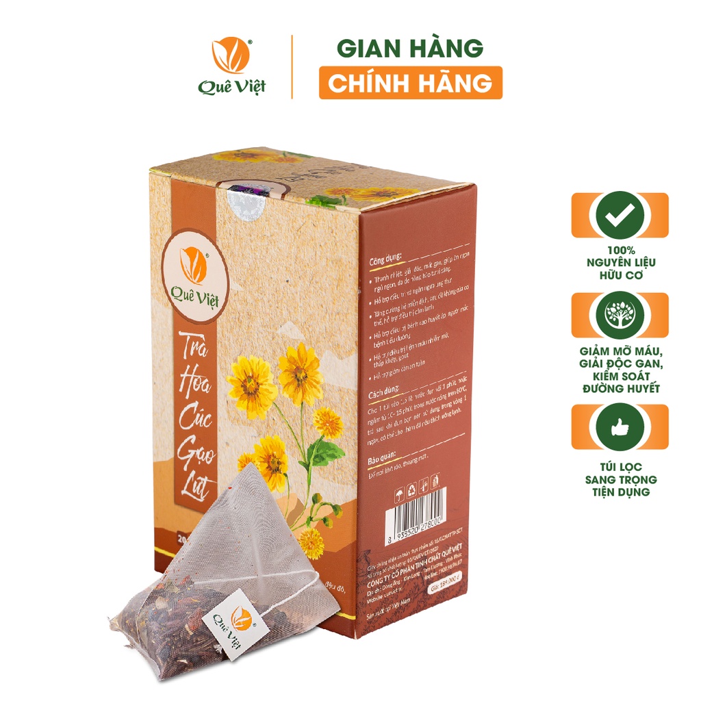 ハーブティー 玄米と菊花茶 600g (20袋 × 30g) ティーバッグ Que Viet