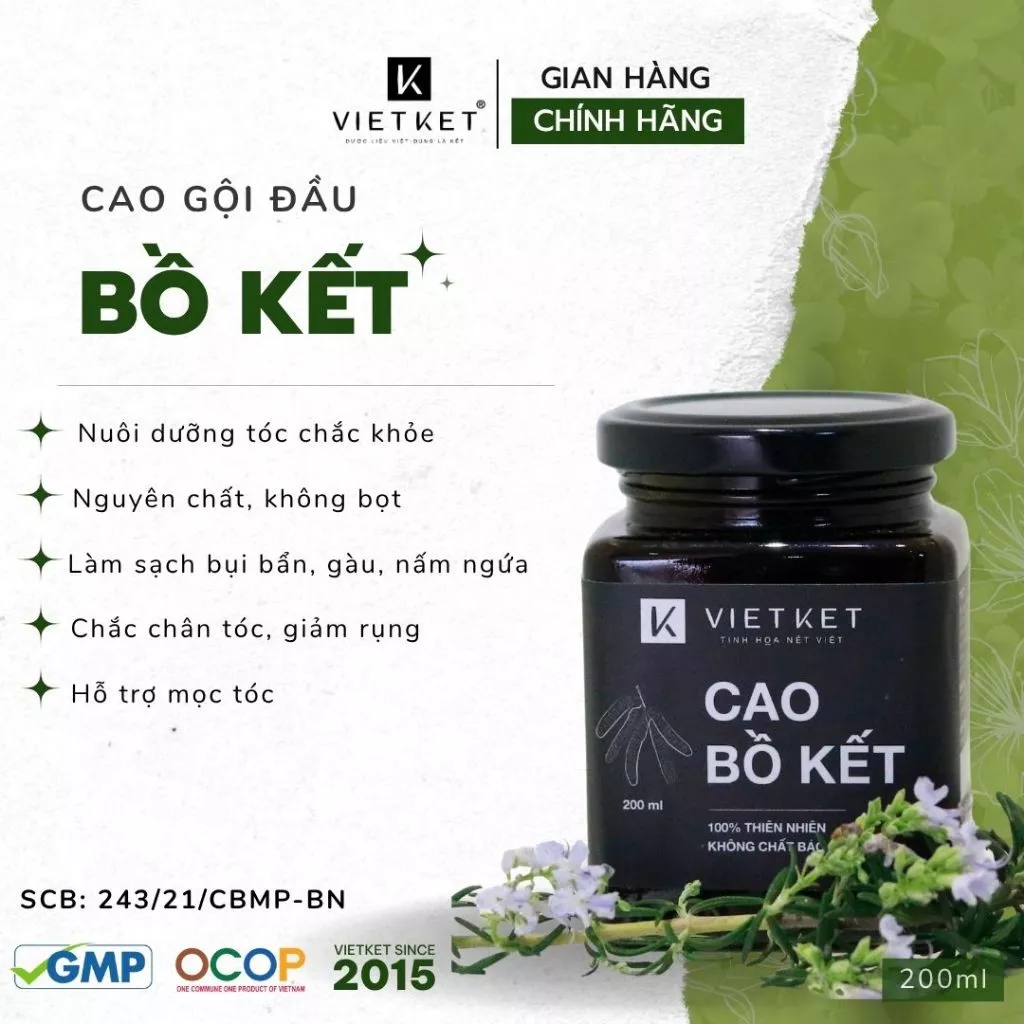 VIETKET 泡なしハーバルシャンプー ボケ＆ハッカ 200ml – フケ・抜け毛対策、ツヤ髪へ