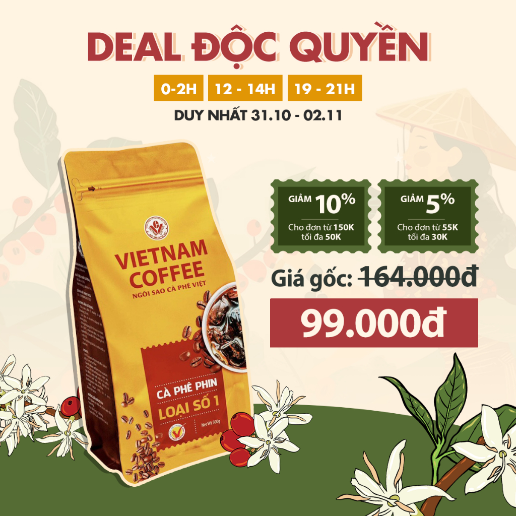 VIETNAM COFFEE フィンコーヒー ロブスタ・アラビカブレンド ベトナム伝統製法 500g VINACAFE